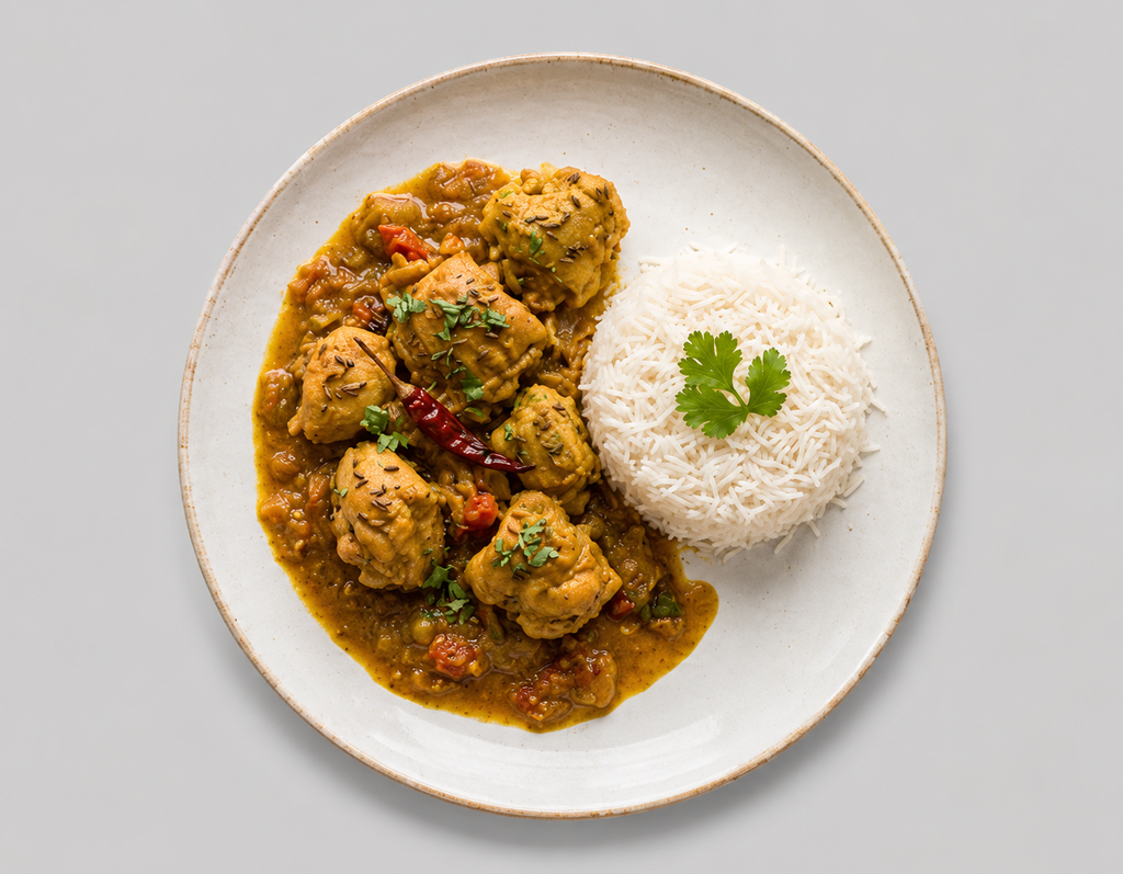 Homestyle Chicken Curry with Steamed Rice